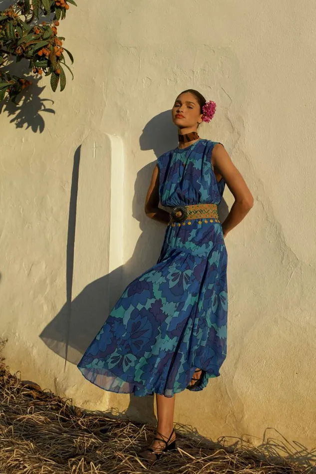 Women Dresses RIXO Coralie Looking Glass Blue Women Dresses RIXO Coralie Looking Glass Blue