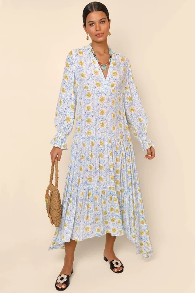 Women Dresses RIXO Mali Wavey Sun Ivory Women Dresses RIXO Mali Wavey Sun Ivory