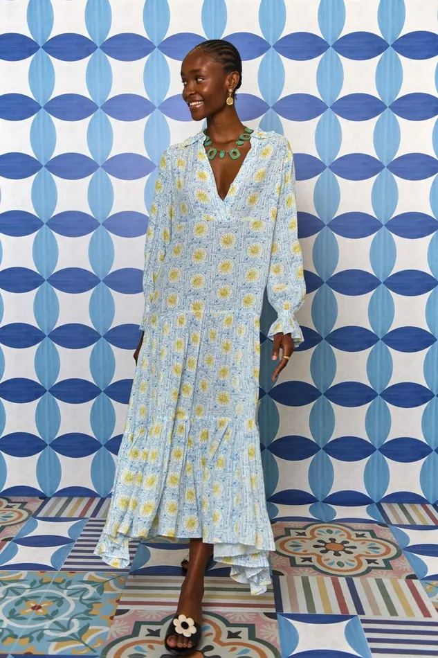 Women Dresses RIXO Mali Wavey Sun Ivory Women Dresses RIXO Mali Wavey Sun Ivory