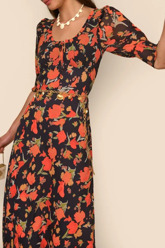 Women Dresses RIXO Sathya Havana Floral Black Women Dresses RIXO Sathya Havana Floral Black
