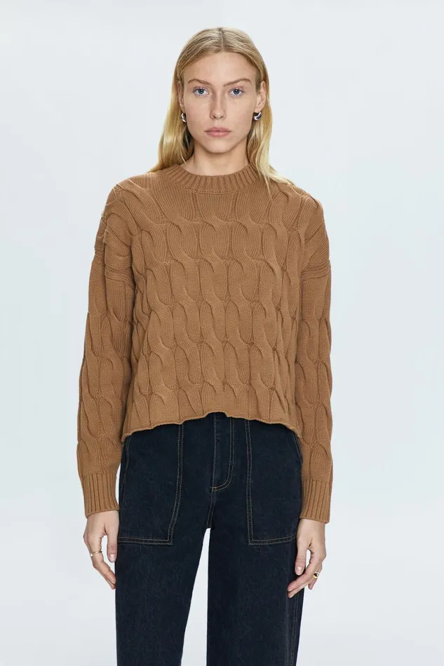 Women Eva Sweater 8211 Caramel Cable Pistola Denim Sweaters and Knits