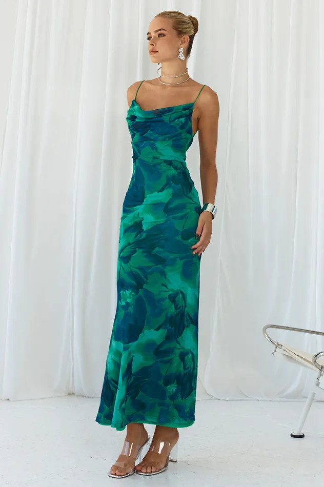 Women Evening Dresses Runaway The Label KAPRI SLIP DRESS Green Floral