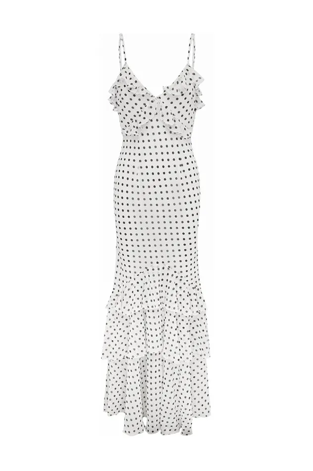 Women Evening Dresses Runaway The Label NAMARI MAXI DRESS White Polka