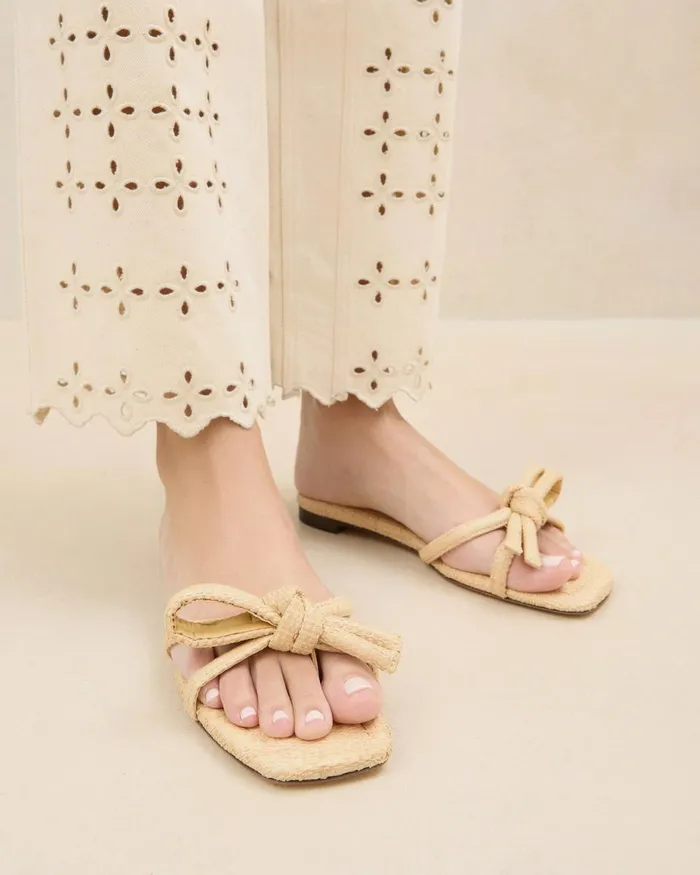 Women Flat Sandals Loeffler Randall Hadley Natural Bow Sandal L Flat Sandals L Footwear Women Flat Sandals Loeffler Randall Hadley Natural Bow Sandal L Flat Sandals L Footwear
