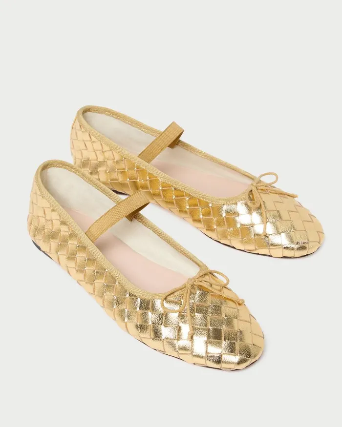 Women Flats and Loafers Loeffler Randall Leonie Gold Woven Ballet Flat I Flats I Footwear Women Flats and Loafers Loeffler Randall Leonie Gold Woven Ballet Flat I Flats I Footwear