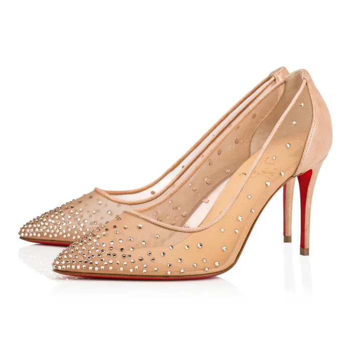 Women Follies Strass 85 Mm Pumps 8211 Mesh And Suede 8211 Light Silk Light Silk Christian Louboutin Pumps Women Follies Strass 85 Mm Pumps 8211 Mesh And Suede 8211 Light Silk Light Silk Christian Louboutin Pumps