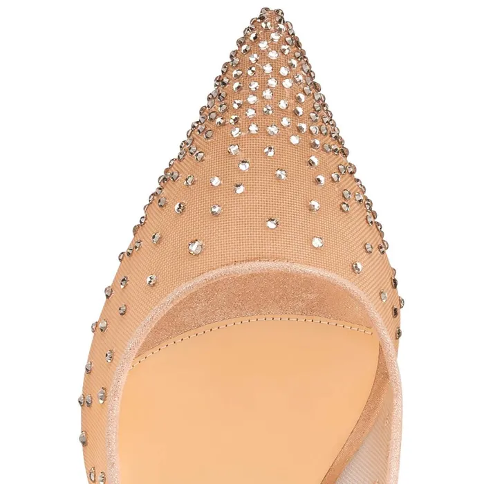 Women Follies Strass 85 Mm Pumps 8211 Mesh And Suede 8211 Light Silk Light Silk Christian Louboutin Pumps