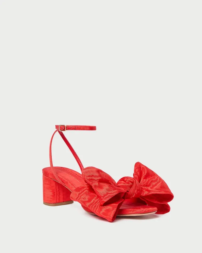 Women Heeled Sandals Loeffler Randall Carmen Red Moir Bow Sandal