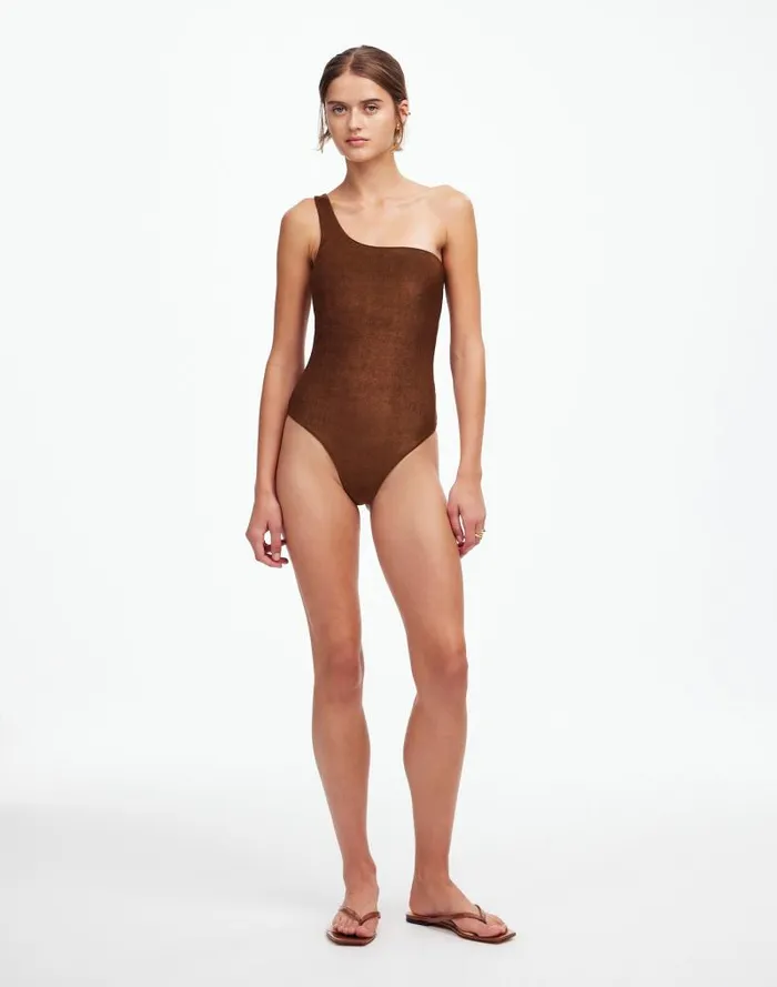 Women Jade Swim Evolve OnePiece Swimsuit Espresso Madewell Swim
