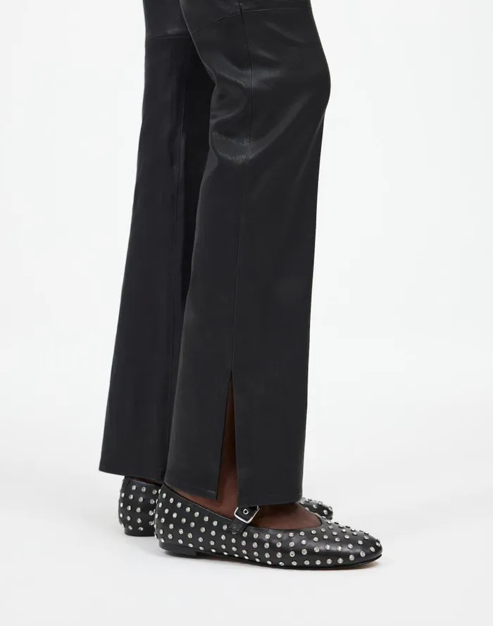 Women Kick Out FullLength Pants In Leather True Black Madewell Pants
