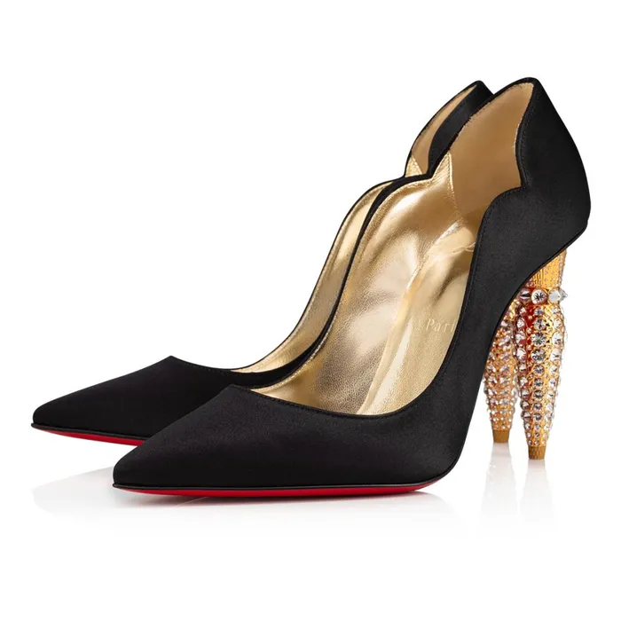 Women Lipstrass Pump 100 Mm Pumps 8211 Crepe Satin And Strass 8211 Black Black Christian Louboutin Pumps Women Lipstrass Pump 100 Mm Pumps 8211 Crepe Satin And Strass 8211 Black Black Christian Louboutin Pumps