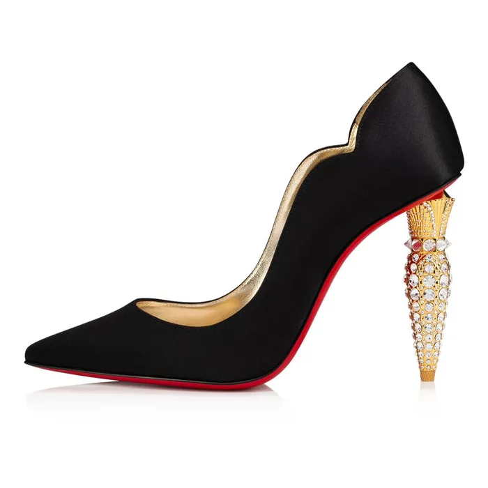 Women Lipstrass Pump 100 Mm Pumps 8211 Crepe Satin And Strass 8211 Black Black Christian Louboutin Pumps