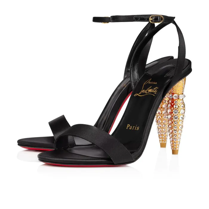 Women Lipstrass Queen 100 Mm Sandals 8211 Crepe Satin And Strass 8211 Black Black Christian Louboutin Sandals and Slides Women Lipstrass Queen 100 Mm Sandals 8211 Crepe Satin And Strass 8211 Black Black Christian Louboutin Sandals and Slides