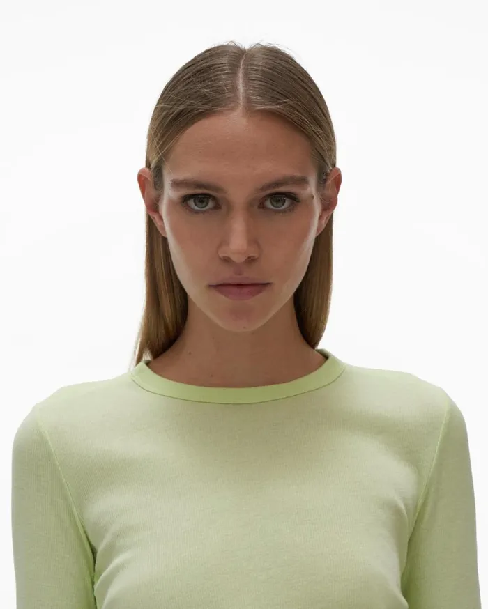 Women LongSleeve Lacing Top Acid Green Helmut Lang TShirts and Sweatshirts