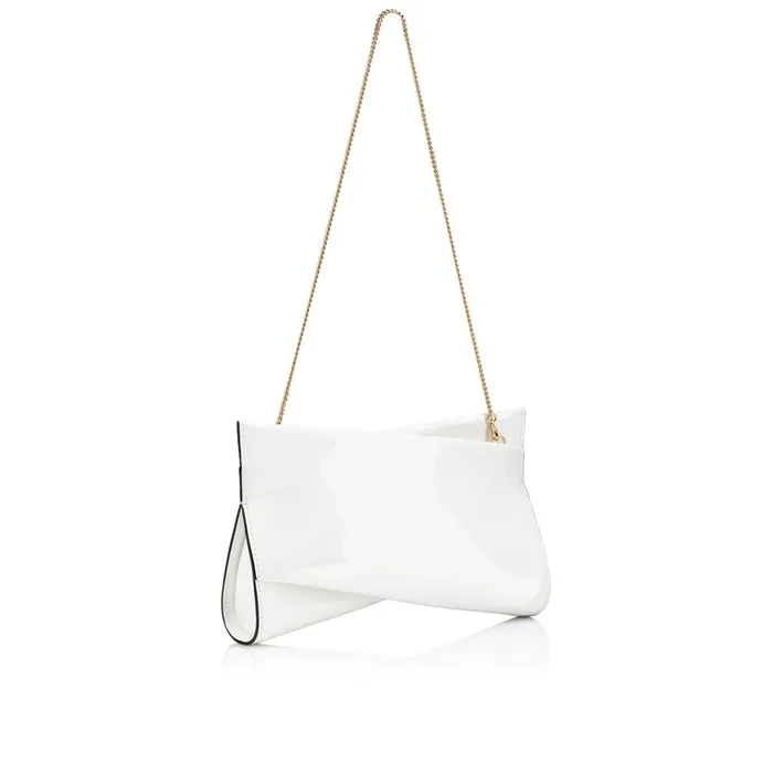 Women Loubitwist Small Clutch 8211 Patent Calf Leather 8211 Bianco White Christian Louboutin Clutches and Evening Bags