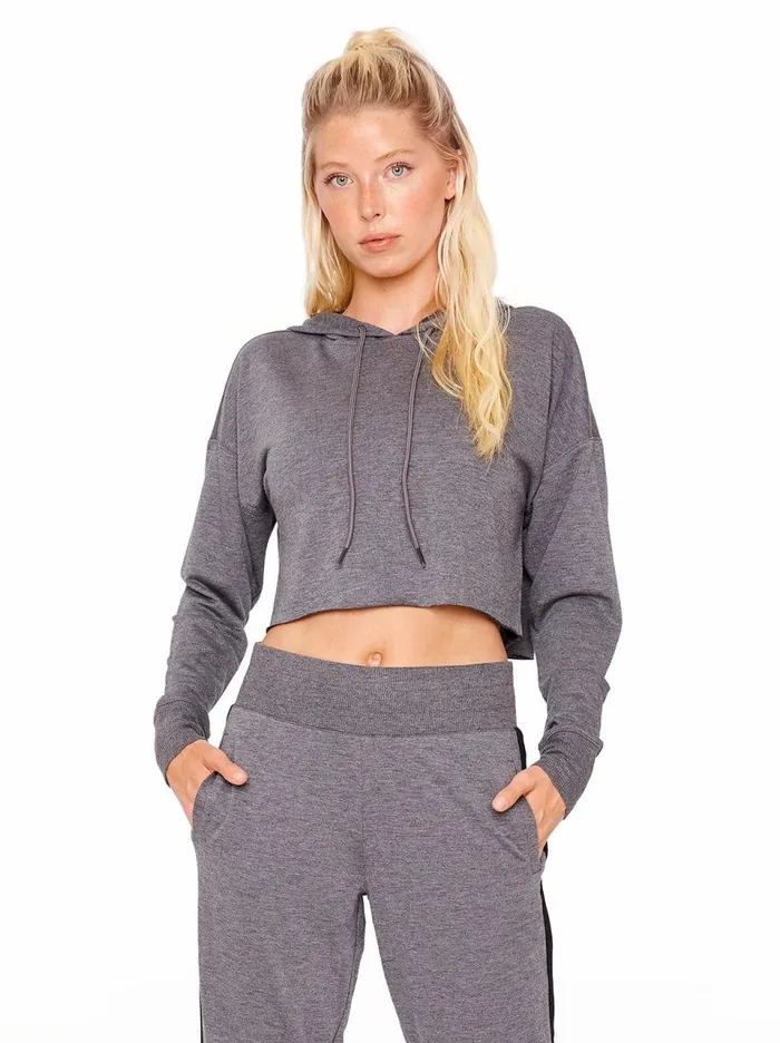 Women Loungewear Jessica Simpson Essential Crop Hoodie In Heather Black Heather Black Women Loungewear Jessica Simpson Essential Crop Hoodie In Heather Black Heather Black