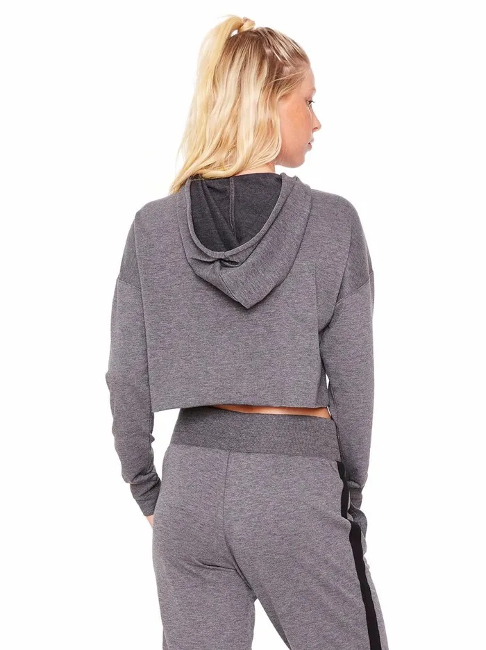Women Loungewear Jessica Simpson Essential Crop Hoodie In Heather Black Heather Black