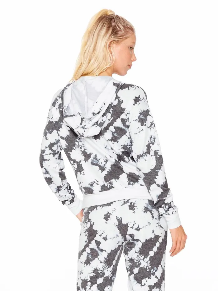 Women Loungewear Jessica Simpson Sunnyside Hoodie In White Ocean Tie Dye Ocean Tie Dye