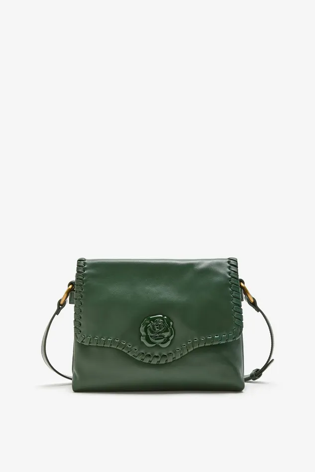 Women Malparmi Crossbody Bags Medium Leather Tress Crossbody Bag Fern Green