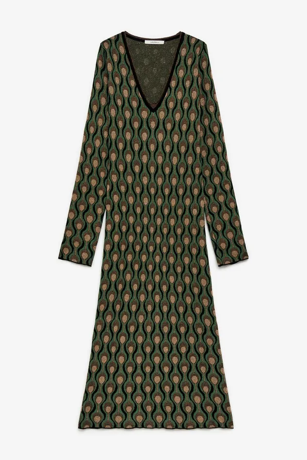 Women Malparmi Dresses Comfort Jacquard Dress Blackdark Green