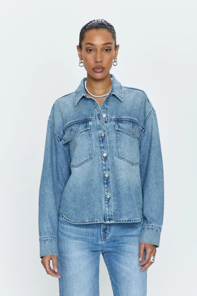 Women Mandy Crop Shacket 8211 Marcel Pistola Denim Denim