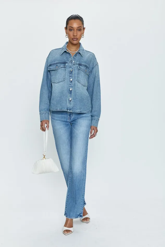 Women Mandy Crop Shacket 8211 Marcel Pistola Denim Denim