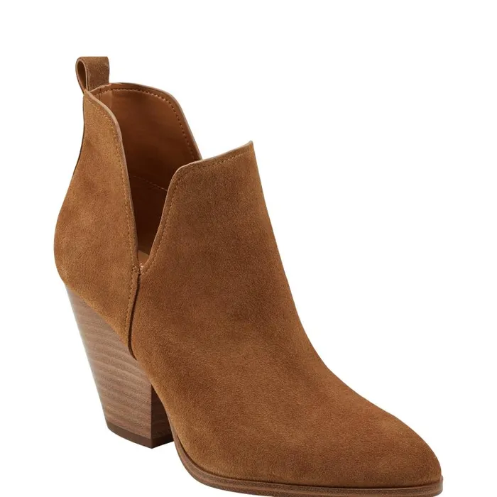 Women Marc Fisher Booties Tanilla Heeled Bootie Camel Suede