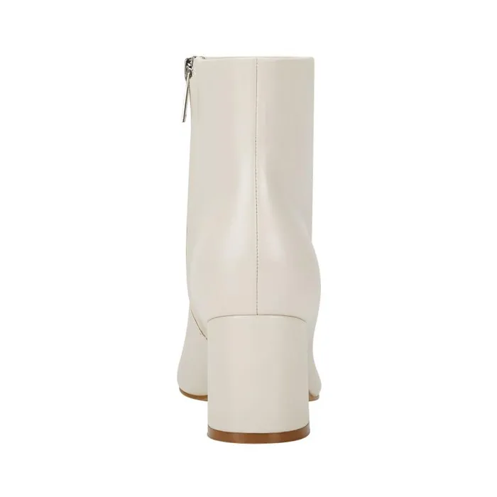 Women Marc Fisher Boots and Booties Jarli Pointy Ankle Bootie Ivory Leather
