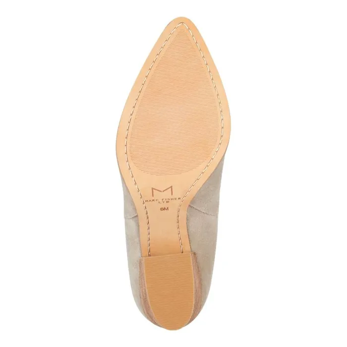 Women Marc Fisher Casual Boots Alva Pointy Toe Bootie Light Natural Suede