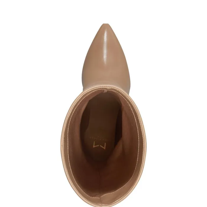 Women Marc Fisher Dress Boots Leina Block Heel Pointy Toe Dress Boot Tan