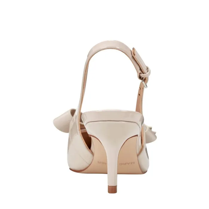 Women Marc Fisher Heels and Pumps Allon Bow Slingback Pump Light Natural Patent