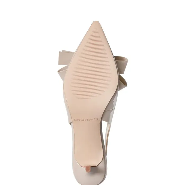 Women Marc Fisher Heels and Pumps Allon Bow Slingback Pump Light Natural Patent