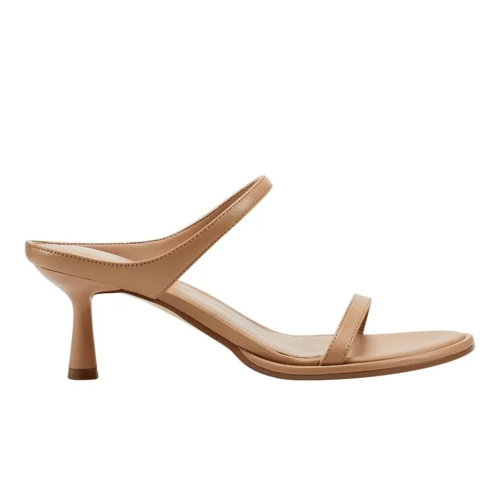 Women Marc Fisher Mules and Slides Alonde Heeled Slide Sandal Medium Natural Leather Women Marc Fisher Mules and Slides Alonde Heeled Slide Sandal Medium Natural Leather