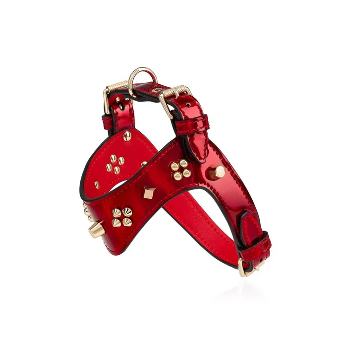 WomenMen Loubiharness XS Pet Harness 8211 Patent Calf Psychic And Spikes Carasky 8211 Loubi Red Christian Louboutin Pet Accessories