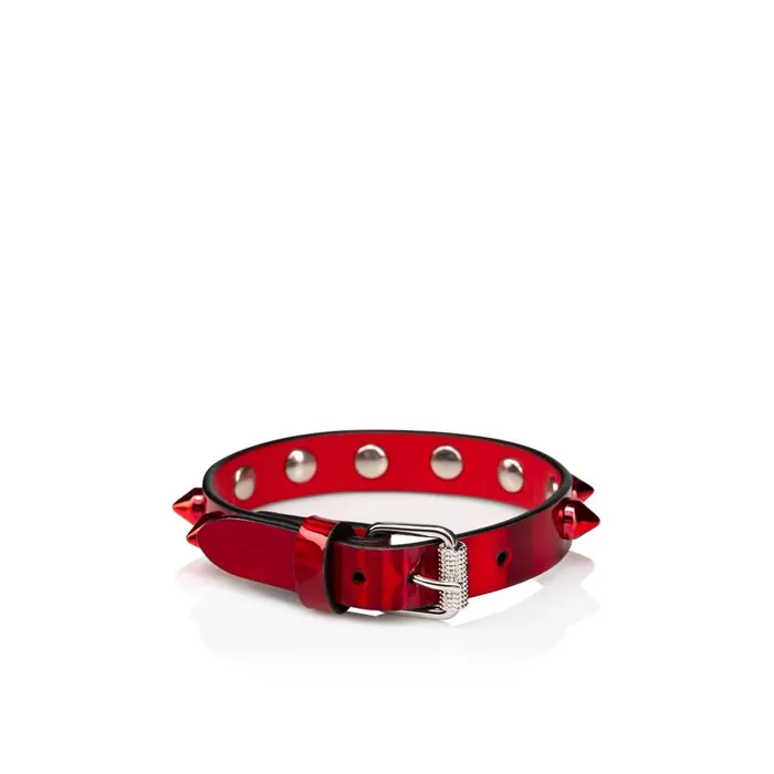 WomenMen Loubilink Bracelet Bracelet 8211 Patent Leather 8211 Loubi Red Christian Louboutin Bracelets