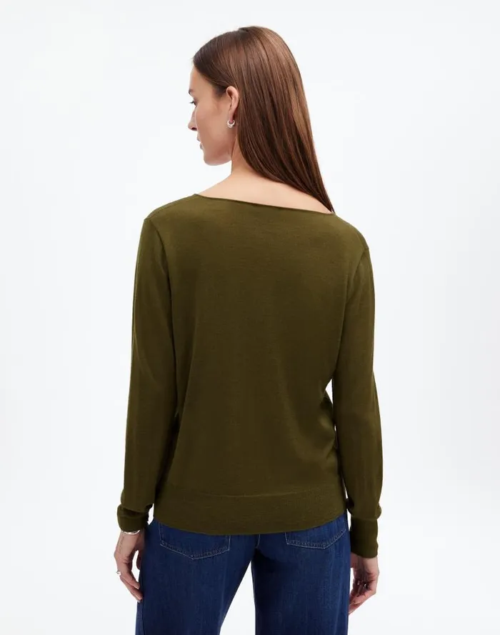 Women Merino WoolSilk Blend VNeck Sweater Faded Ivy Madewell Sweaters