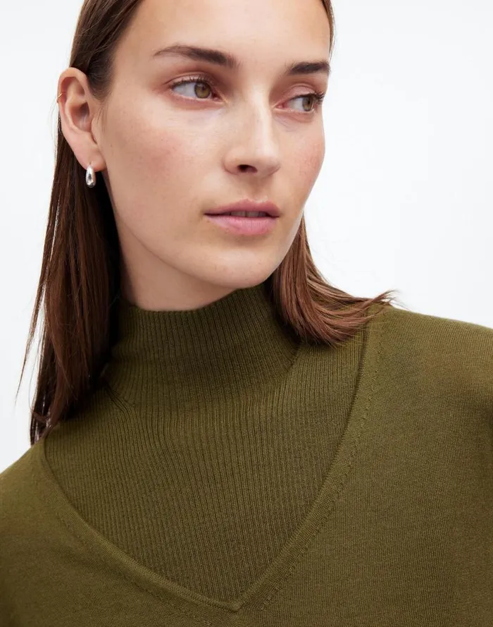 Women Merino WoolSilk Blend VNeck Sweater Faded Ivy Madewell Sweaters