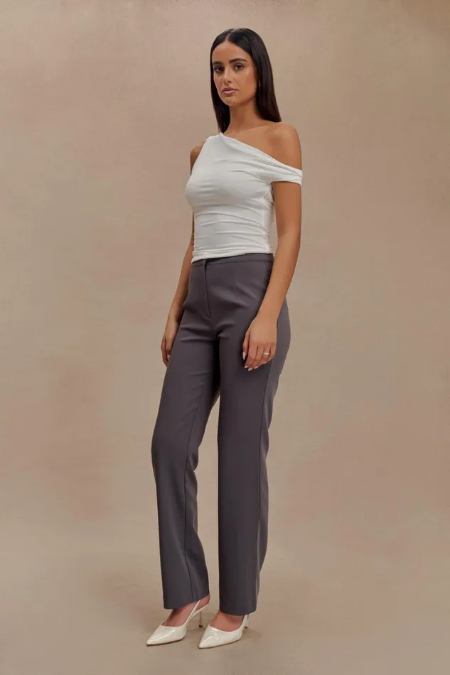 Women Meshki Bottoms Allanah Straight Leg Pants 8211 Charcoal