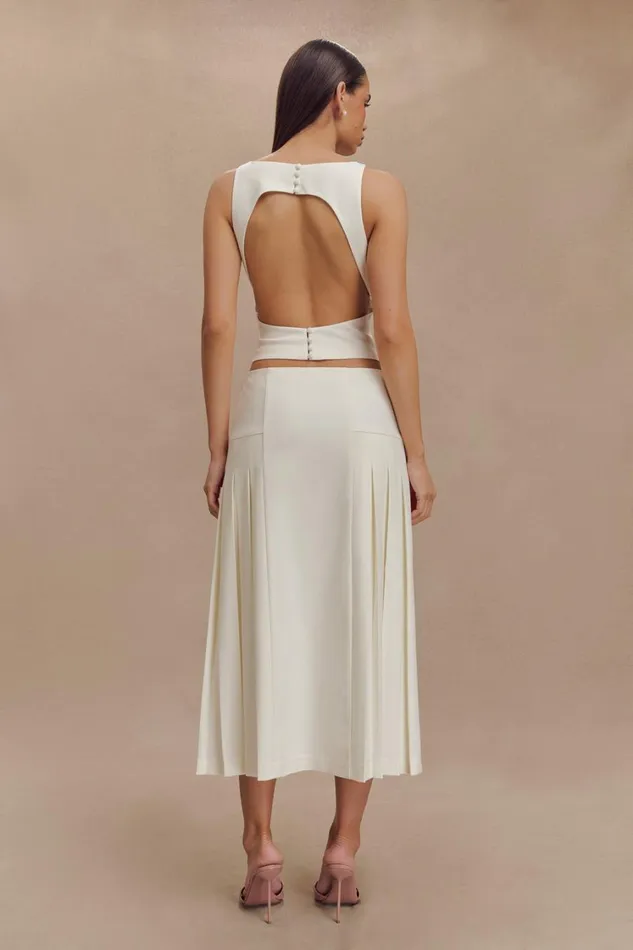Women Meshki Bottoms Brigette Pleated Midi Skirt 8211 Ivory