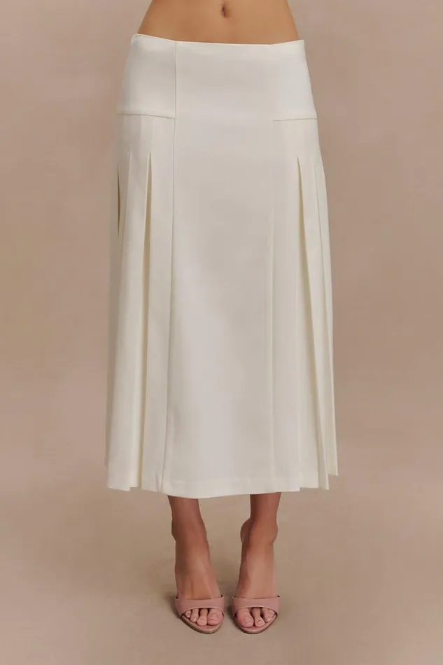 Women Meshki Bottoms Brigette Pleated Midi Skirt 8211 Ivory