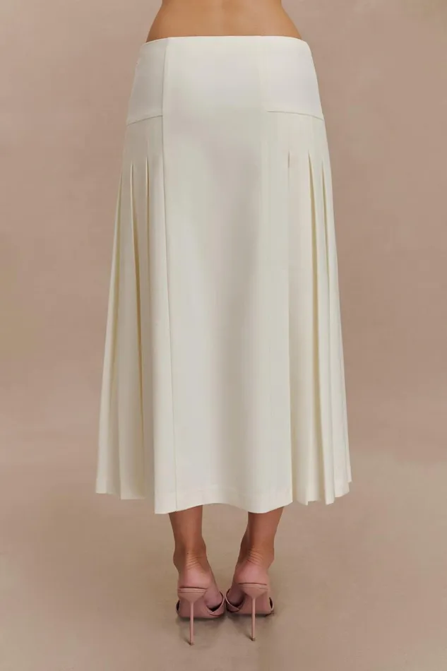 Women Meshki Bottoms Brigette Pleated Midi Skirt 8211 Ivory