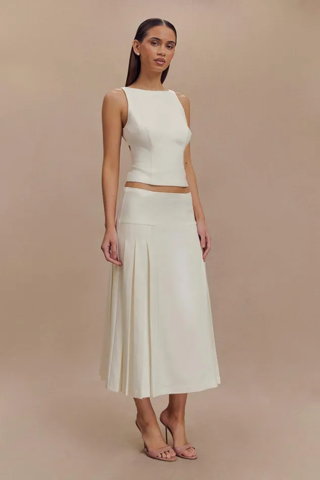 Women Meshki Bottoms Brigette Pleated Midi Skirt 8211 Ivory
