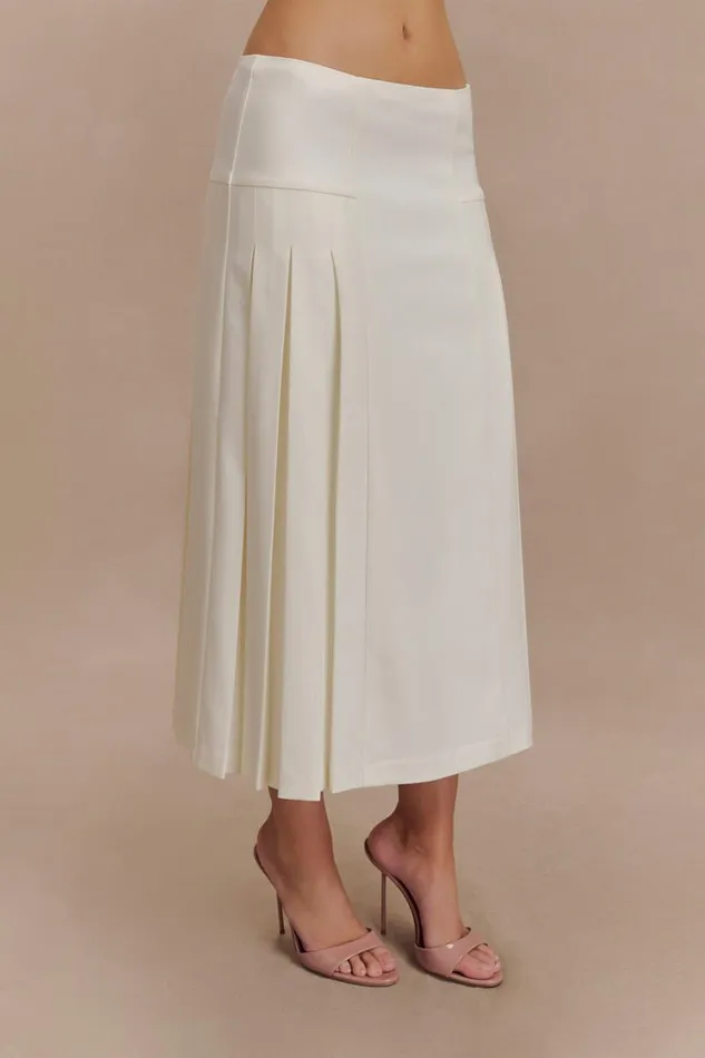 Women Meshki Bottoms Brigette Pleated Midi Skirt 8211 Ivory