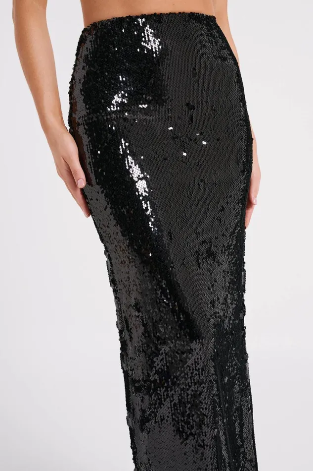 Women Meshki Bottoms Cosette Sequin Maxi Skirt 8211 Black