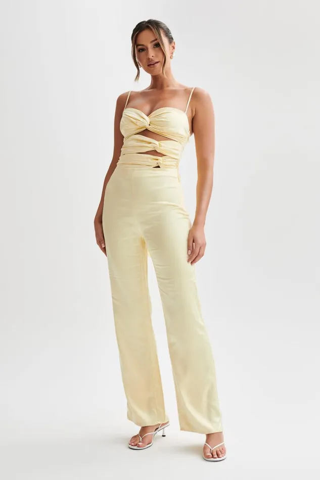 Women Meshki Bottoms Elina Twist Satin Jumpsuit 8211 Butter