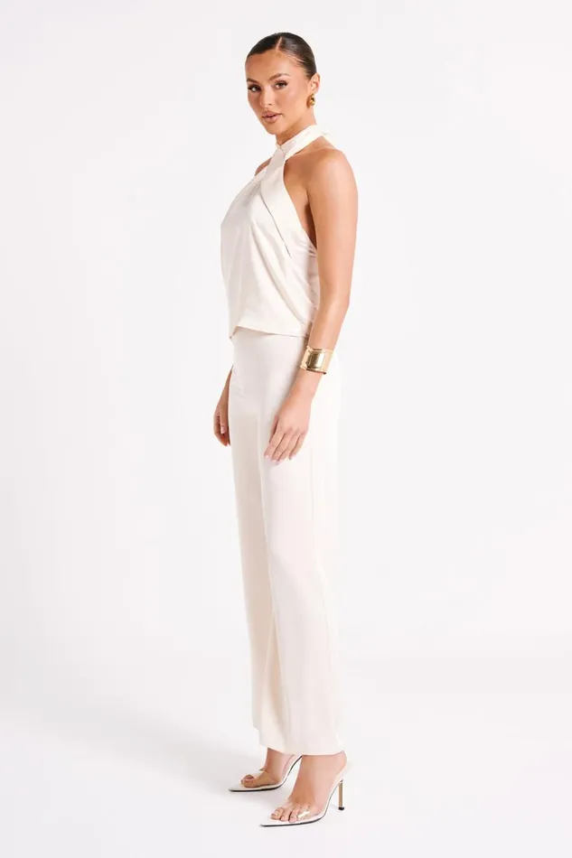 Women Meshki Bottoms Elisa Satin Straight Leg Pant 8211 Sand