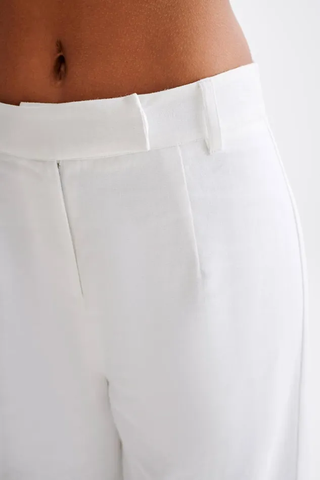 Women Meshki Bottoms Franca Linen Wide Leg Pant 8211 White