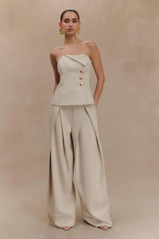 Women Meshki Bottoms Katarina Wide Leg Suiting Pants 8211 Sand