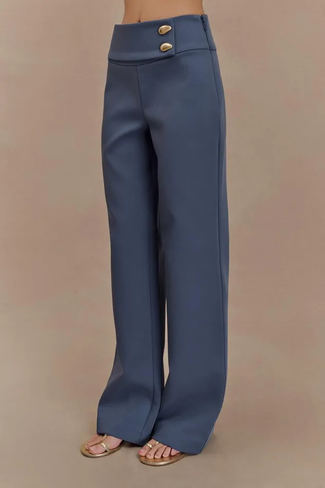 Women Meshki Bottoms Lindie Straight Leg Suiting Pants 8211 Steel
