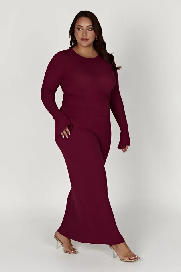 Women Meshki Bottoms Maribelle Knit Maxi Skirt 8211 Wine